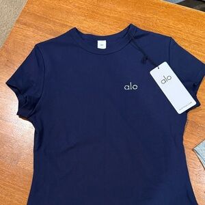 ALO Yoga Deep Blue Crew Neck Tee